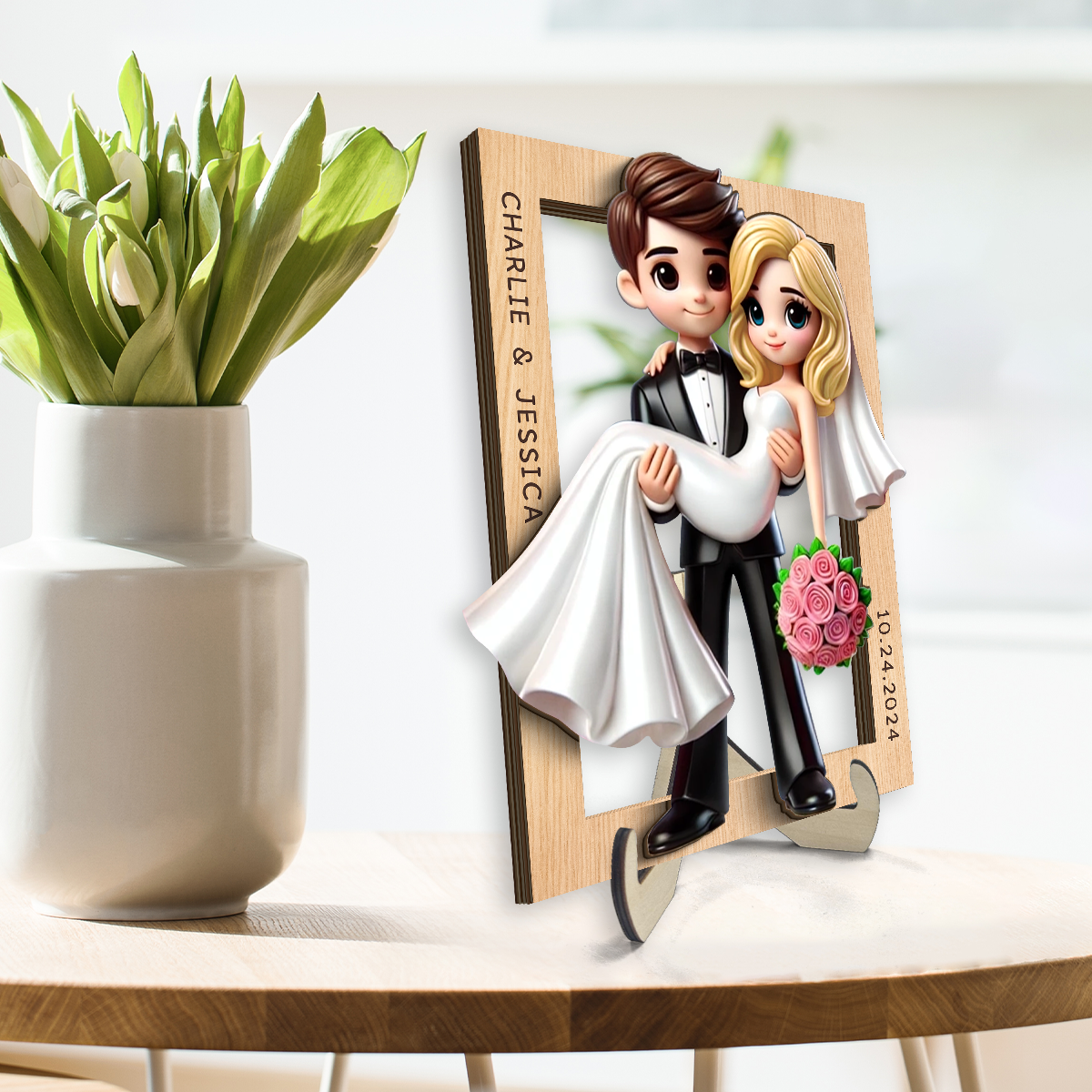 Personalized Mr Mrs Married Couple Personalized 2-Layered Wooden Plaque, Gift for him, Gift for her