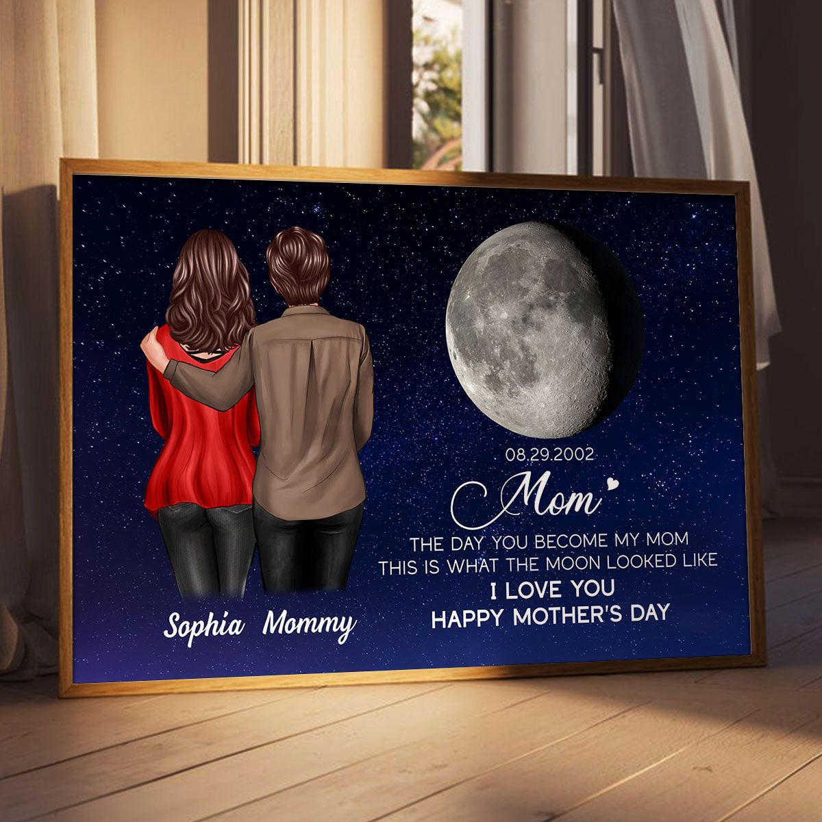 Custom Birthday Moon Phase The Day You Became My Mom Personalized Canvas, Mother's Day Gift For Mom