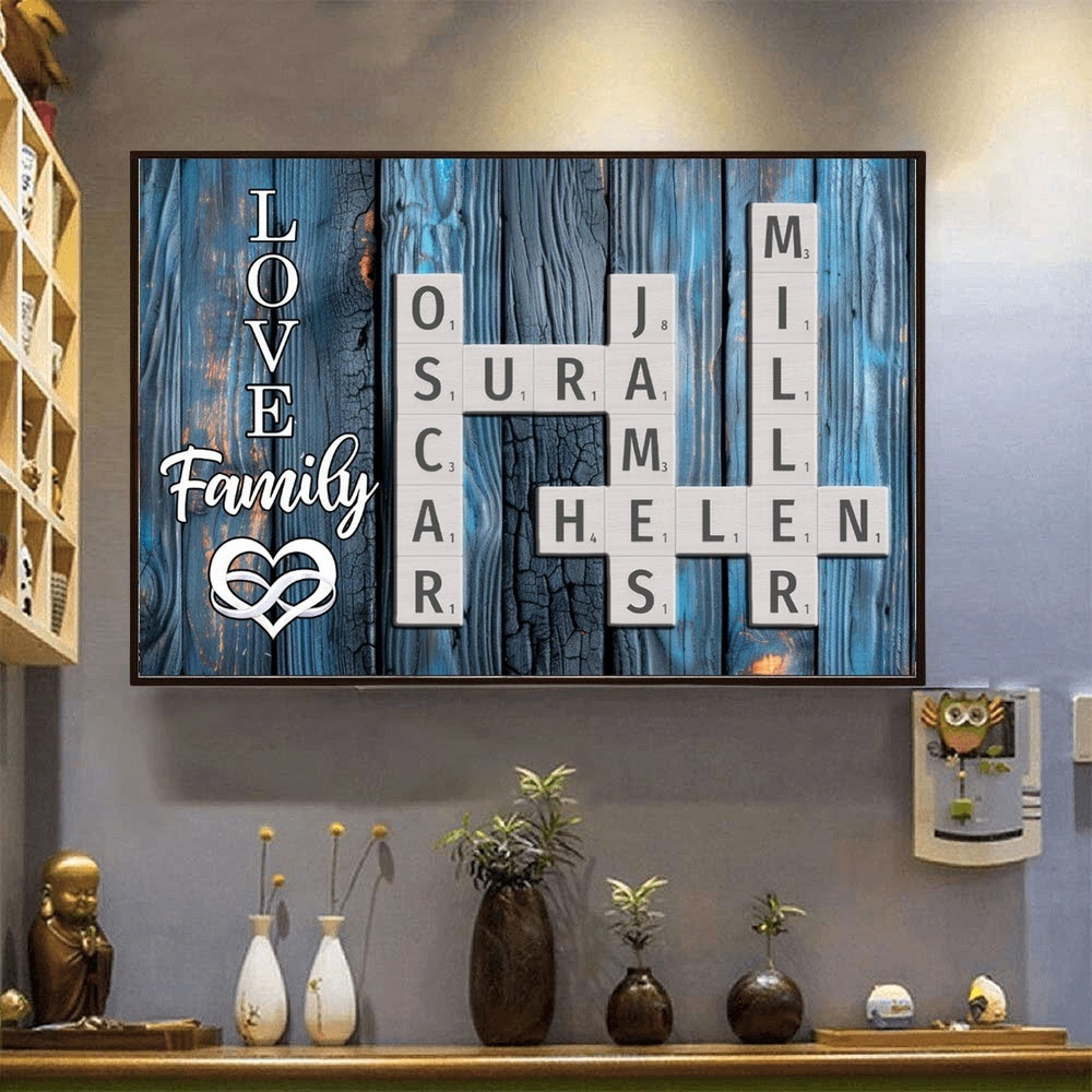 Personalized Family Crossword Art - Created In A Moment, Treasured Forever Canvas