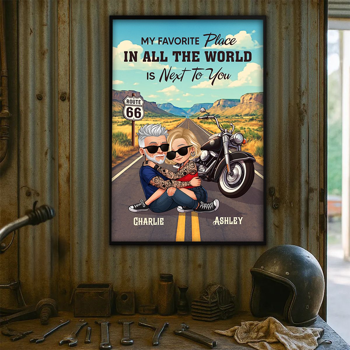Bikers Couple Riding Partners for Life Personalized Canvas, Gift for him, Gift for her