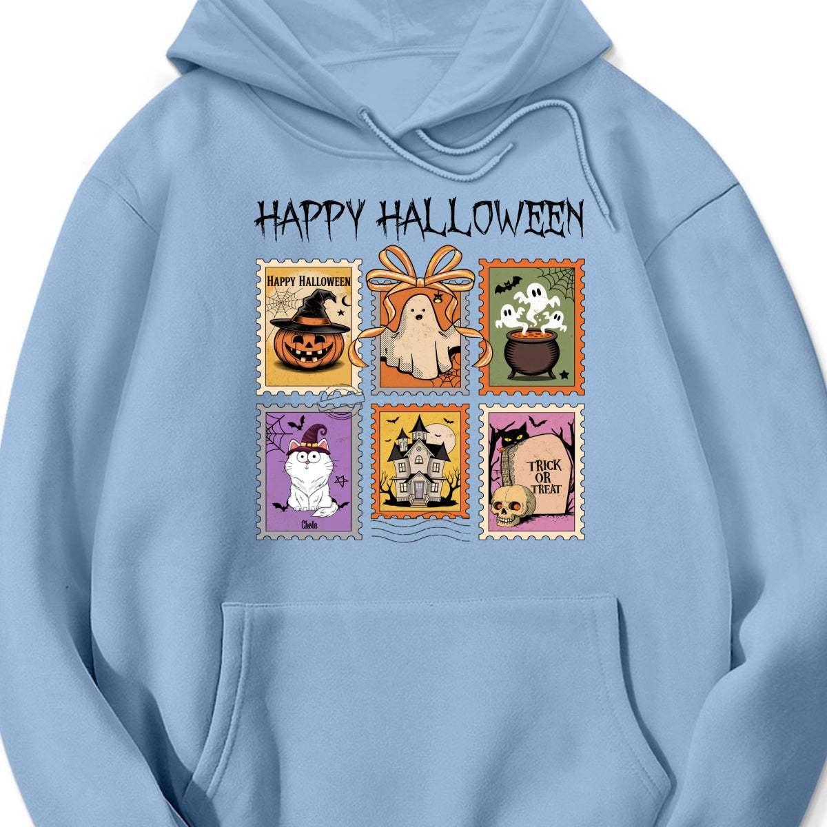 Spooky Cats Retro Stamp Theme Personalized Halloween Shirt