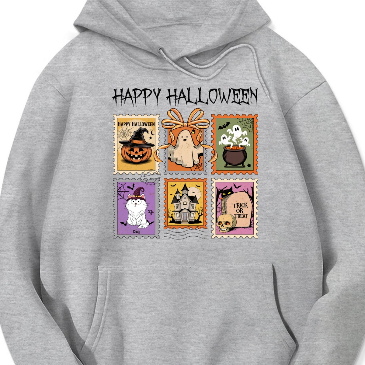 Spooky Cats Retro Stamp Theme Personalized Halloween Shirt