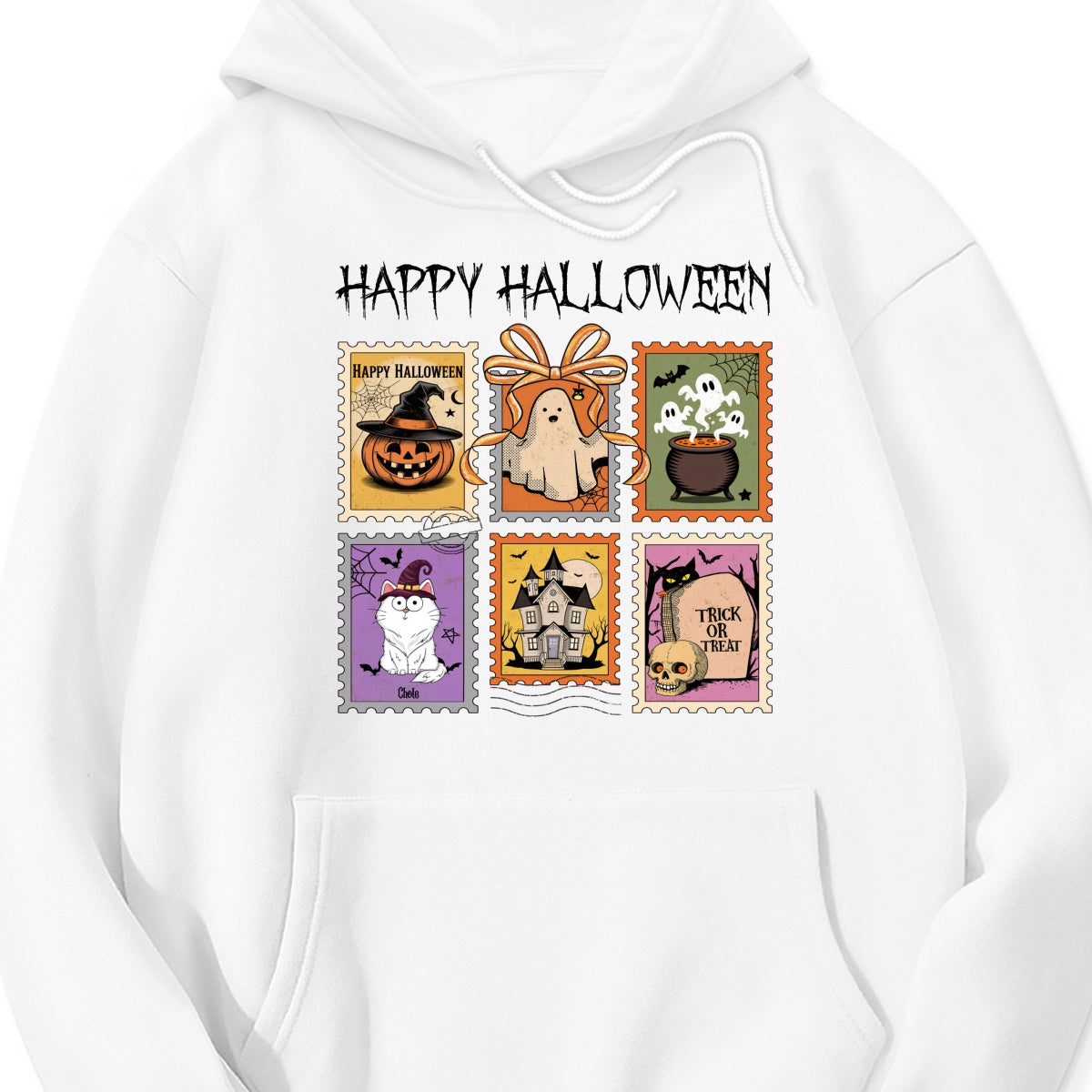 Spooky Cats Retro Stamp Theme Personalized Halloween Shirt