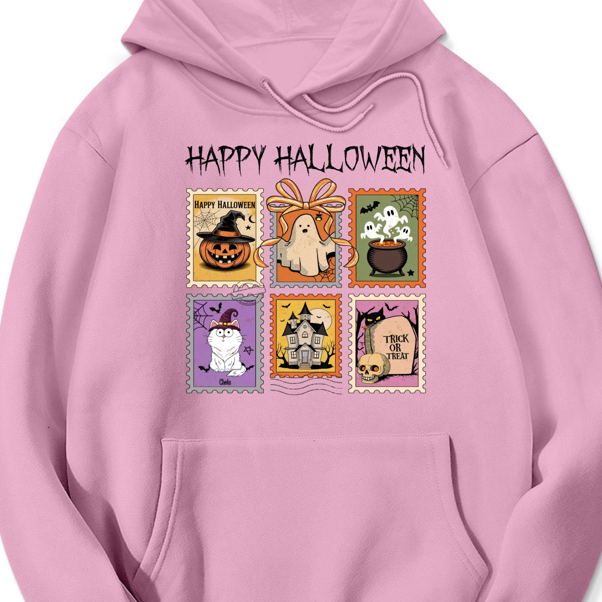 Spooky Cats Retro Stamp Theme Personalized Halloween Shirt