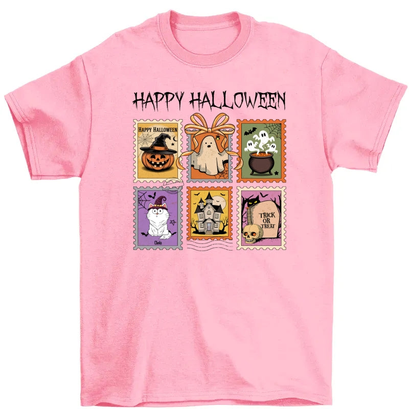 Spooky Cats Retro Stamp Theme Personalized Halloween Shirt