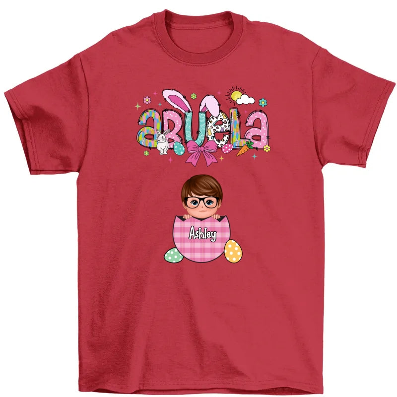 Grandma Mom Gigi Easter Eggs Kids Name Personalized Shirt