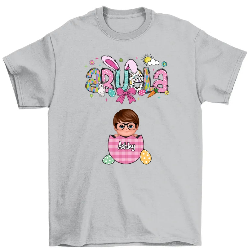 Grandma Mom Gigi Easter Eggs Kids Name Personalized Shirt