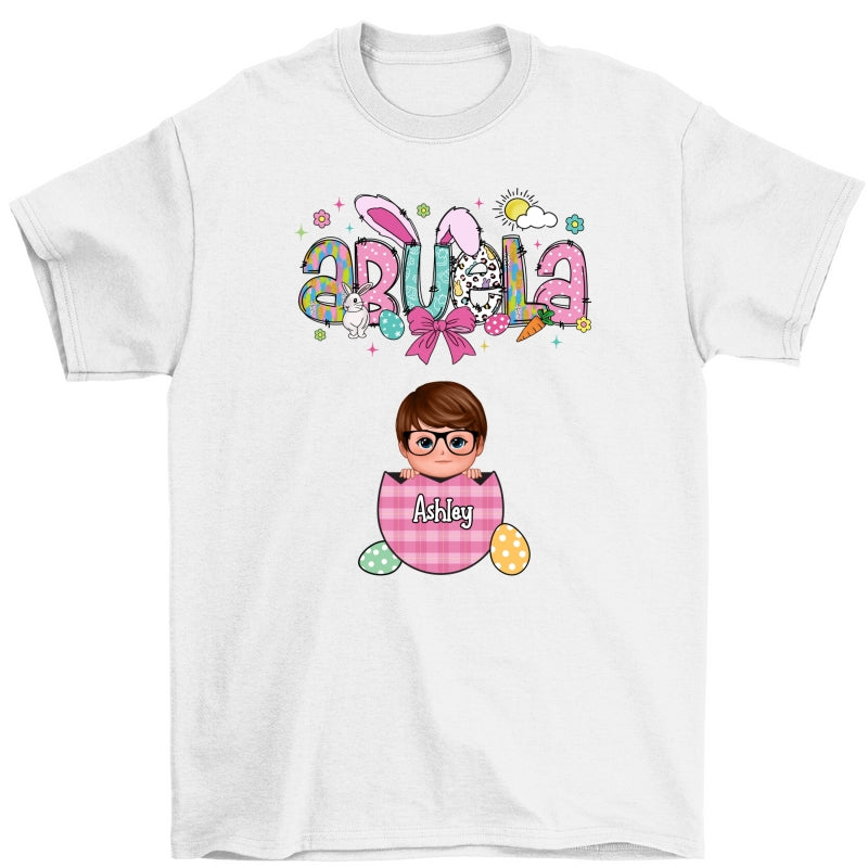 Grandma Mom Gigi Easter Eggs Kids Name Personalized Shirt