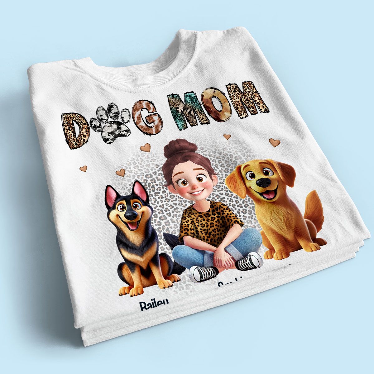 Animal Patterns Dog Mom Animation Cartoon Personalized Shirt, Gift For Dog Lovers