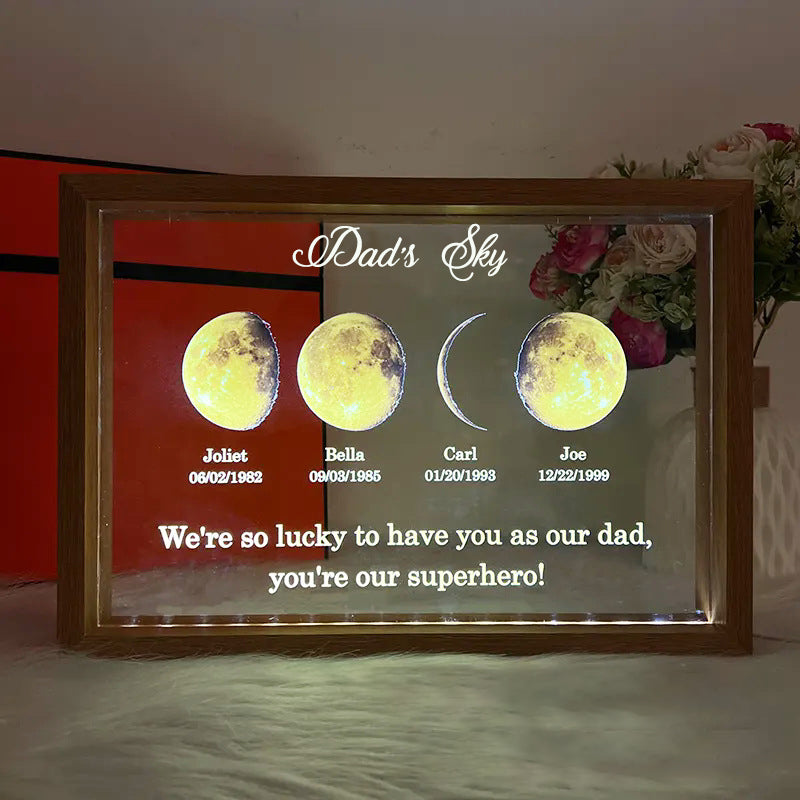 Starry Night The Days You Became My Mom Custom Birthday Moon Phase Personalized LED Frame, Mother's Day Gift, Father's Day Gift