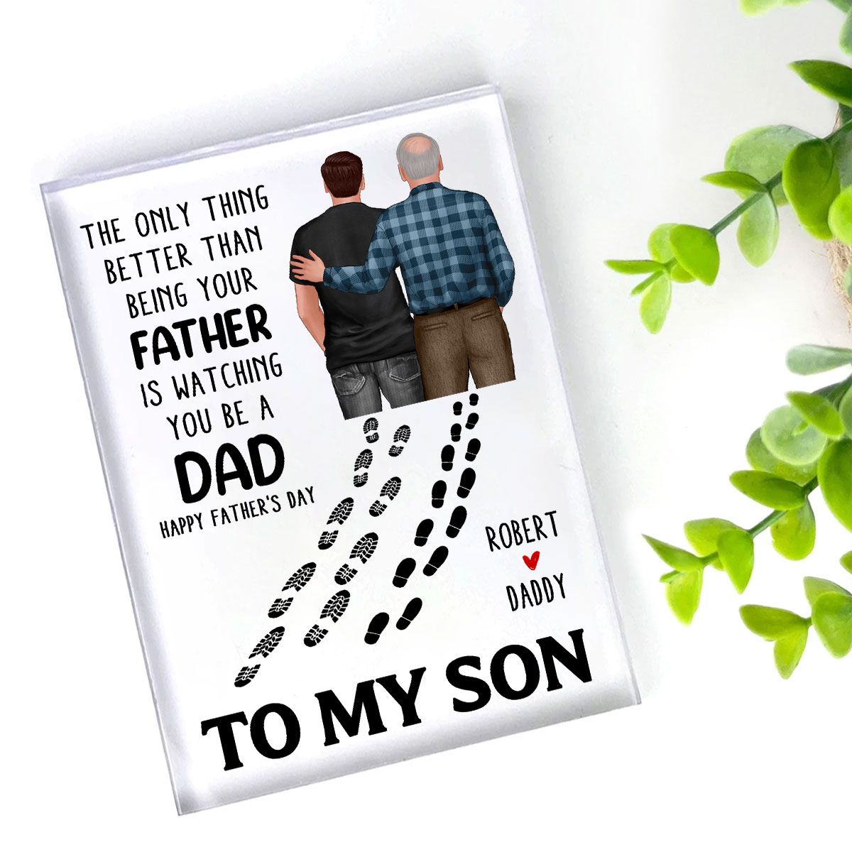 To My Son From Mom Dad Footprints Personalized Acrylic Block, Father's Day gift