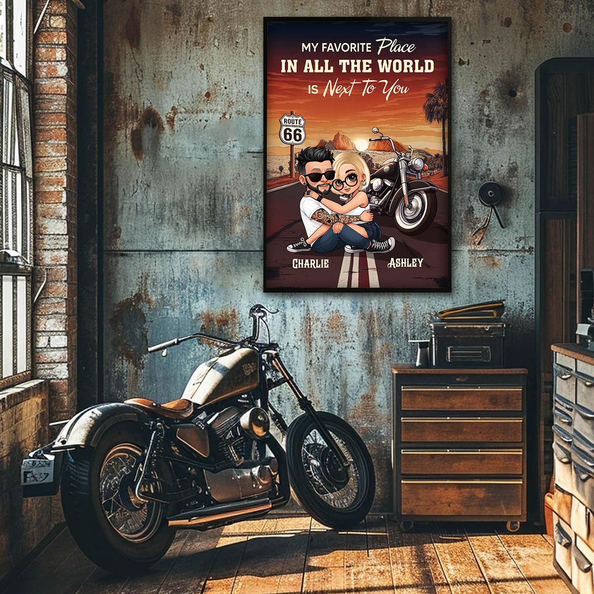 Bikers Couple Riding Partners for Life Personalized Canvas, Gift for him, Gift for her