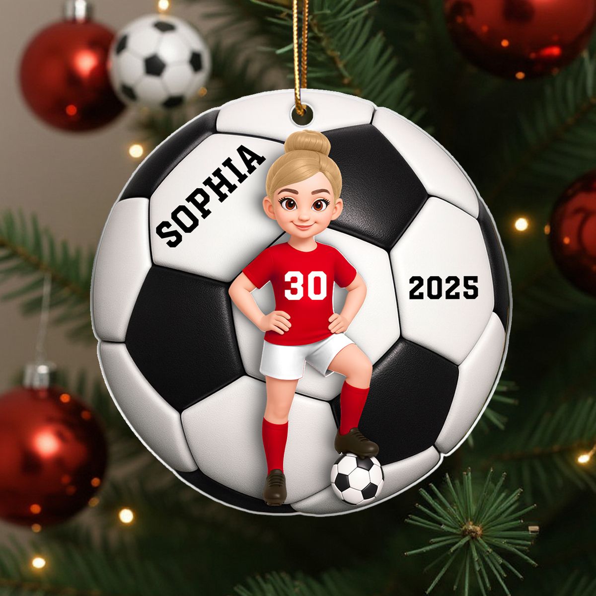 Soccer Girl Boy 3D Effect - Personalized Acrylic Ornament