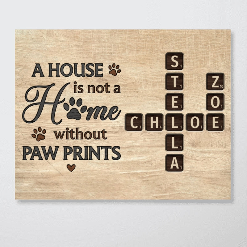 Pet Lover Home Decor Home With Paw Prints Crossword Puzzle Art Personalized Canvas