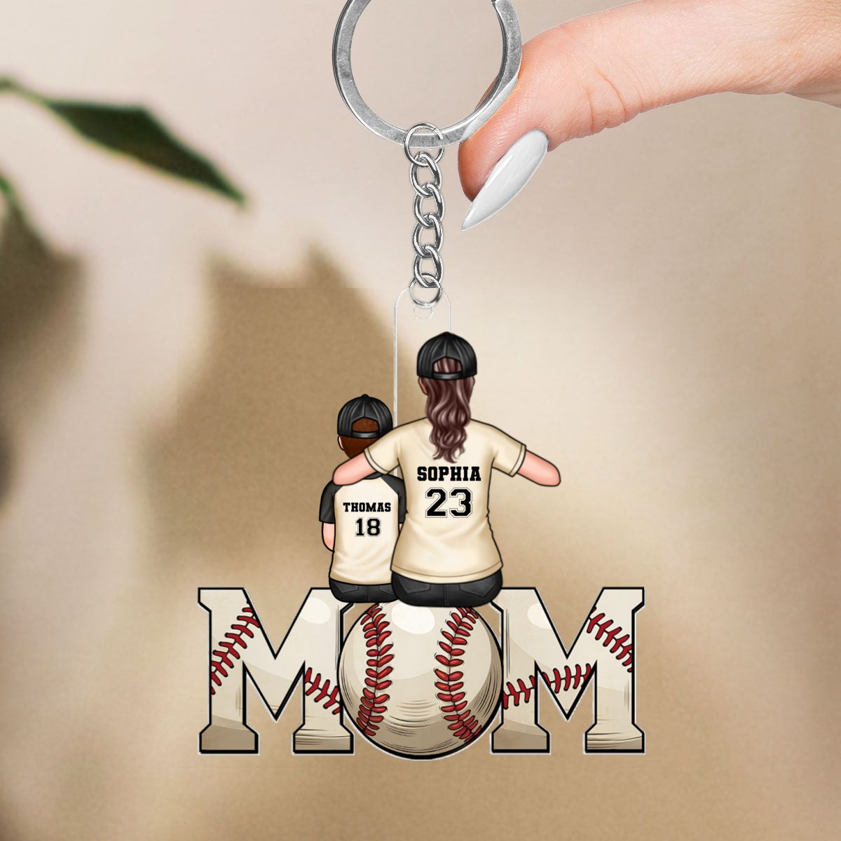 Baseball, Softball Mom And Kids Personalized Acrylic Keychain, Mother's Day Gift
