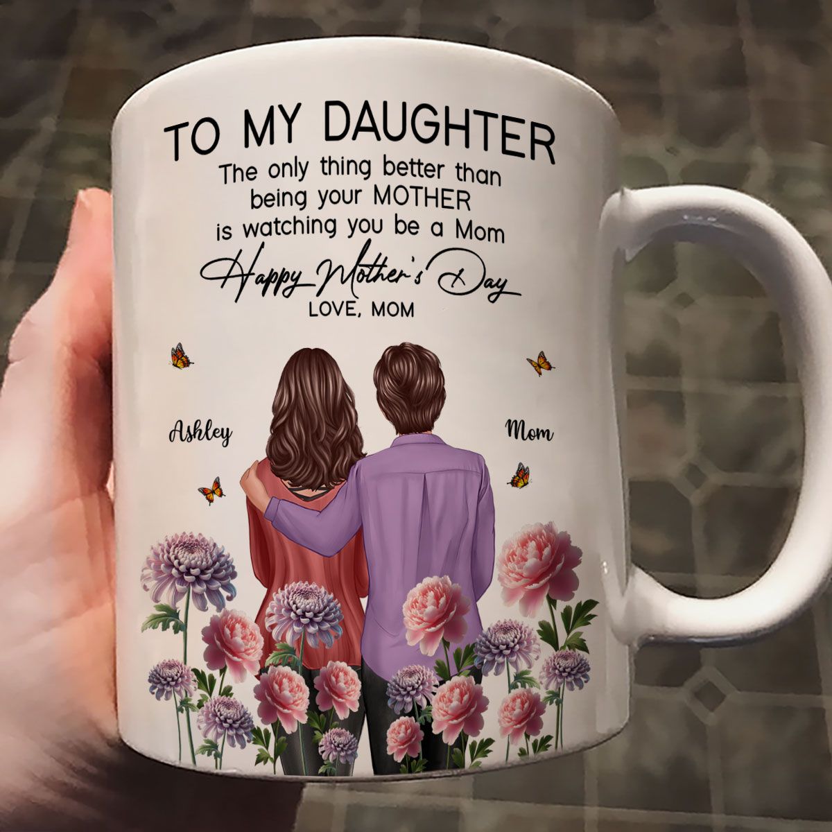 To My Daughter From Mom Happy Mother's Day Birth Flower Personalized Mug, Mother's Day Gift For Daughter