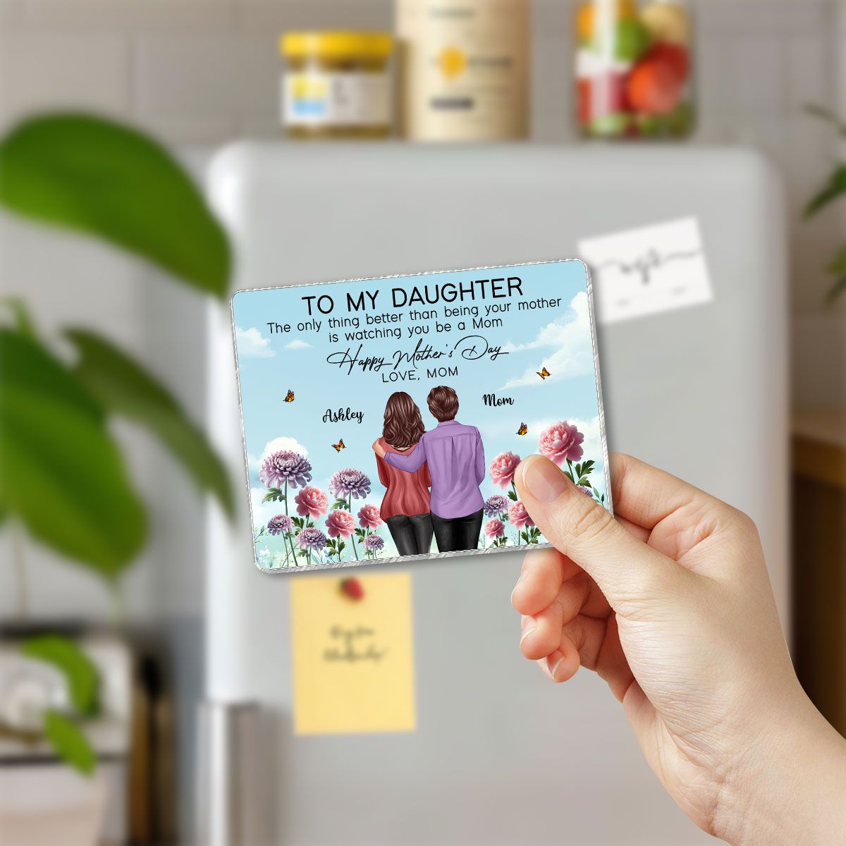 To My Daughter From Mom Happy Mother's Day Birth Flower Personalized Acrylic Fridge Magnet, Mother's Day Gift For Daughter