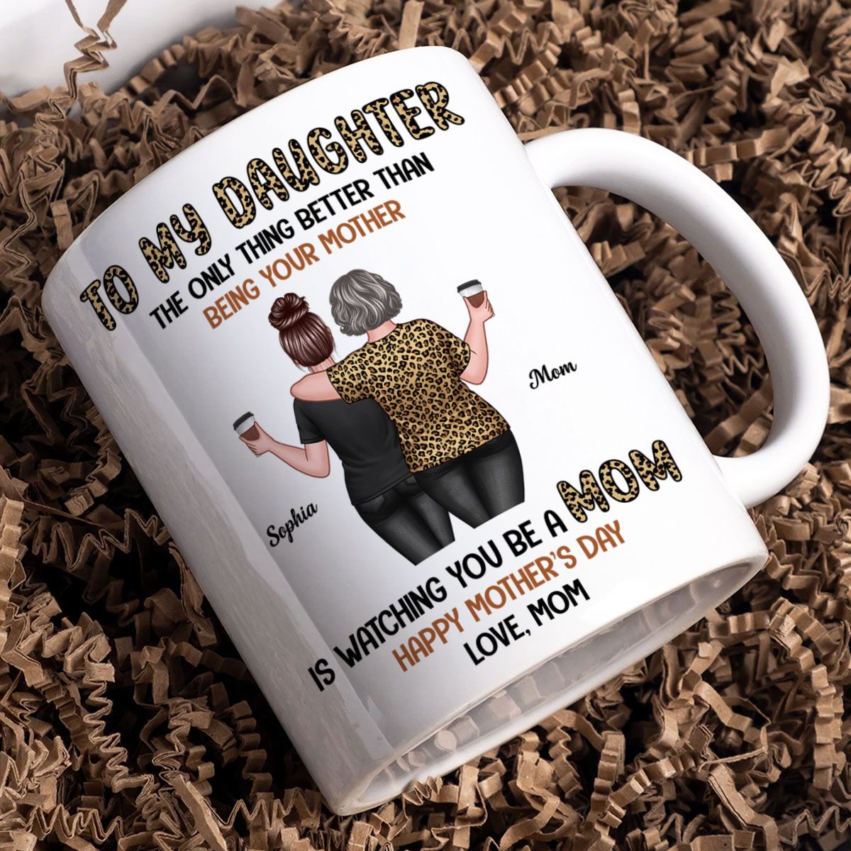 Leopard To My Daughter From Mom Happy Mother's Day Personalized Mug, Mother's Day Gift For Daughter