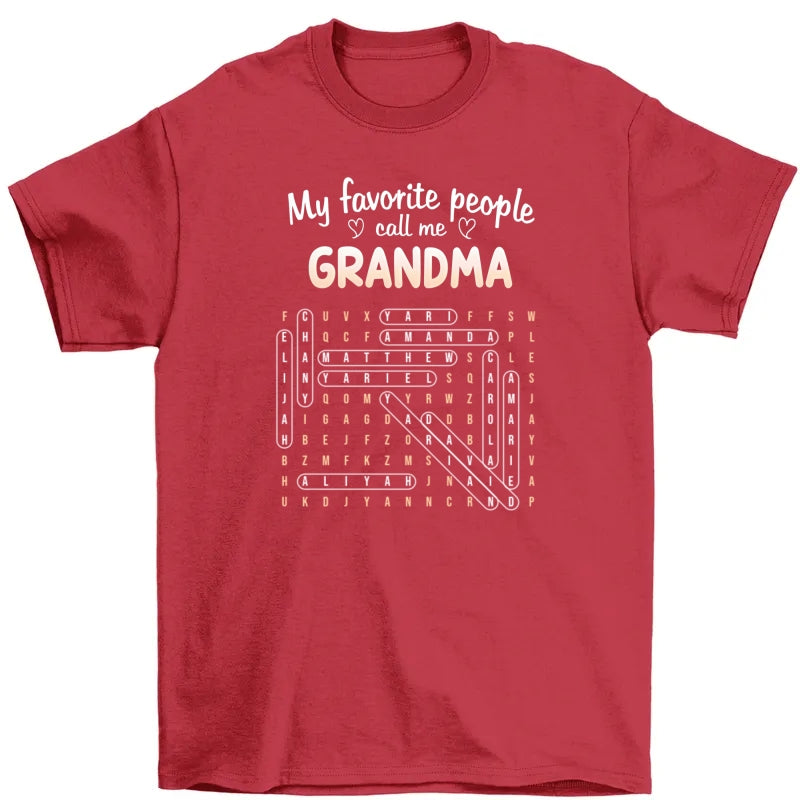 Favorite People Call Me Grandma Word Search Puzzle - Personalized Shirt - Mother's Day Gift For Grandma