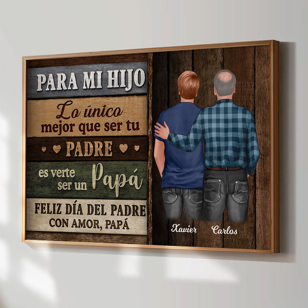 Colored Wood Pallets To My Son From Mom Happy Father's Day Spanish Personalized Canvas