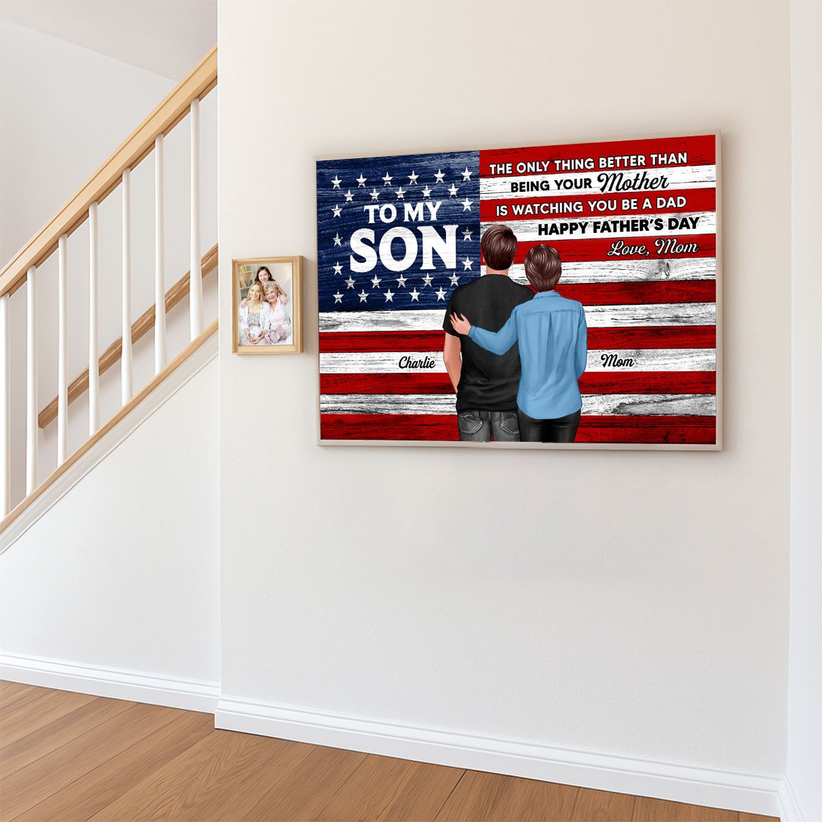 Nation Flag To My Son Happy Father's Day Personalized Canvas, Heartfelt Father's Day Gift For Son