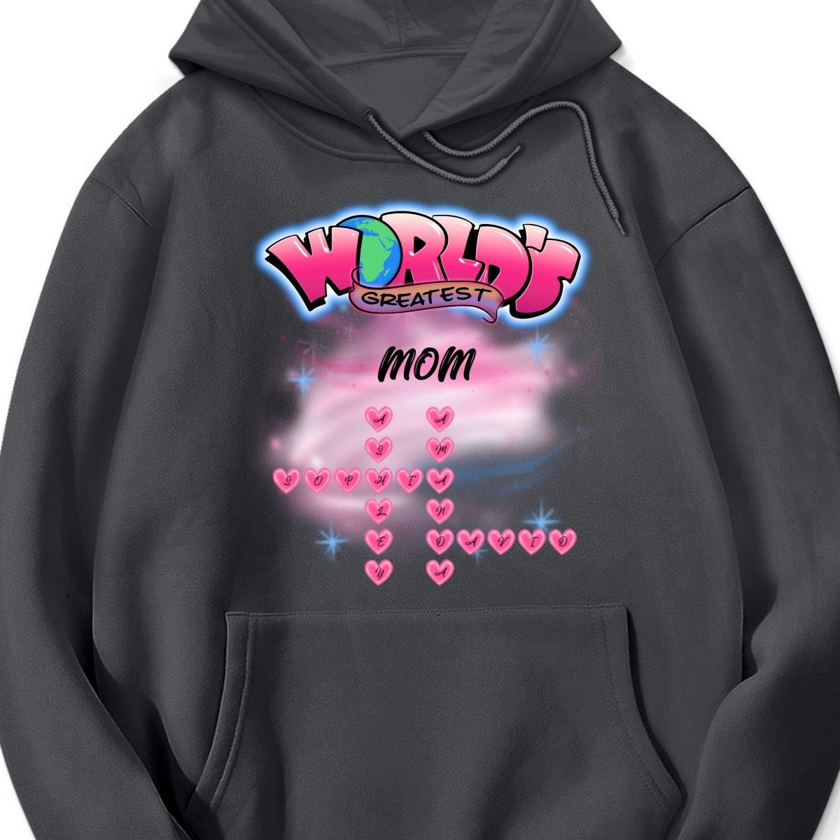 Airbrushed Mom Grandma Kids Names Crosswords Personalized Shirt, Mother's Day Shirt for Mom, for Grandma