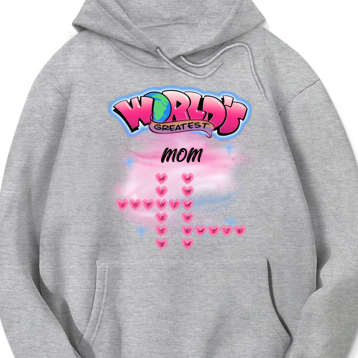 Airbrushed Mom Grandma Kids Names Crosswords Personalized Shirt, Mother's Day Shirt for Mom, for Grandma