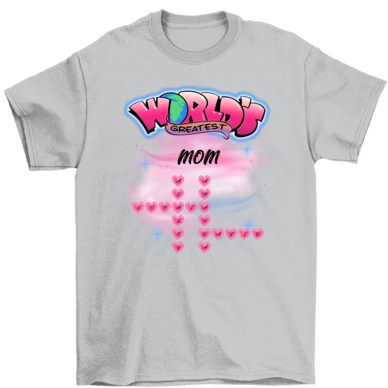 Airbrushed Mom Grandma Kids Names Crosswords Personalized Shirt, Mother's Day Shirt for Mom, for Grandma