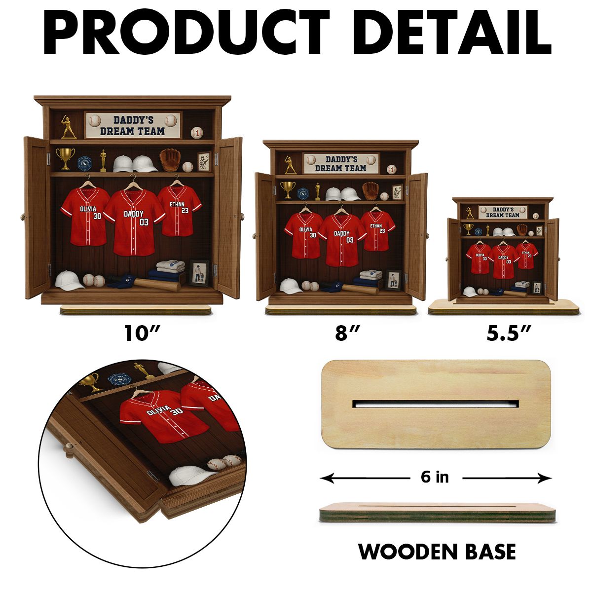 Daddy Dream Team Baseball, Father's Day Gift For Dad, Grandpa Personalized Standing Wooden Plaque