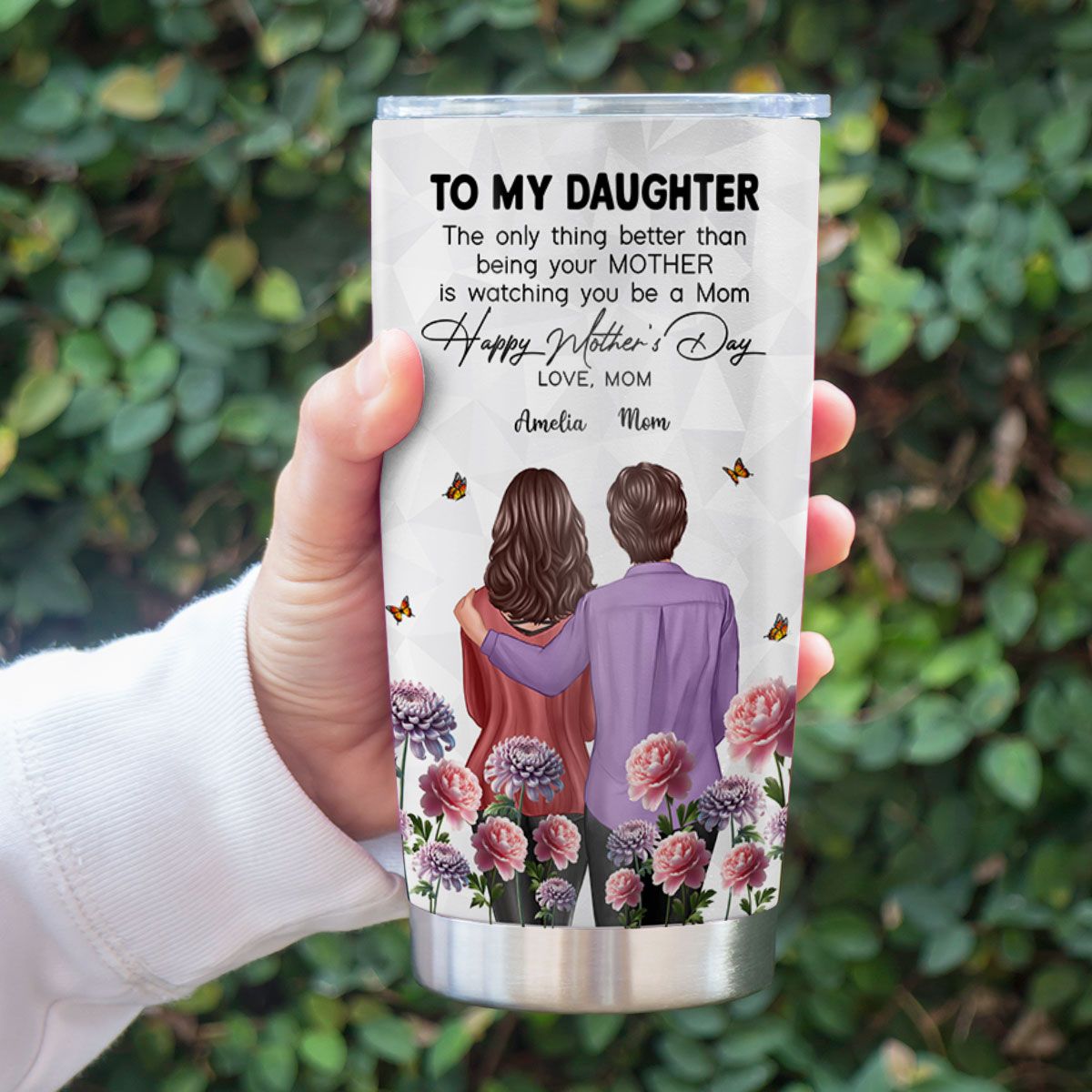 To My Daughter From Mom Happy Mother's Day Birth Flower Personalized Tumbler, Mother's Day Gift For Daughter