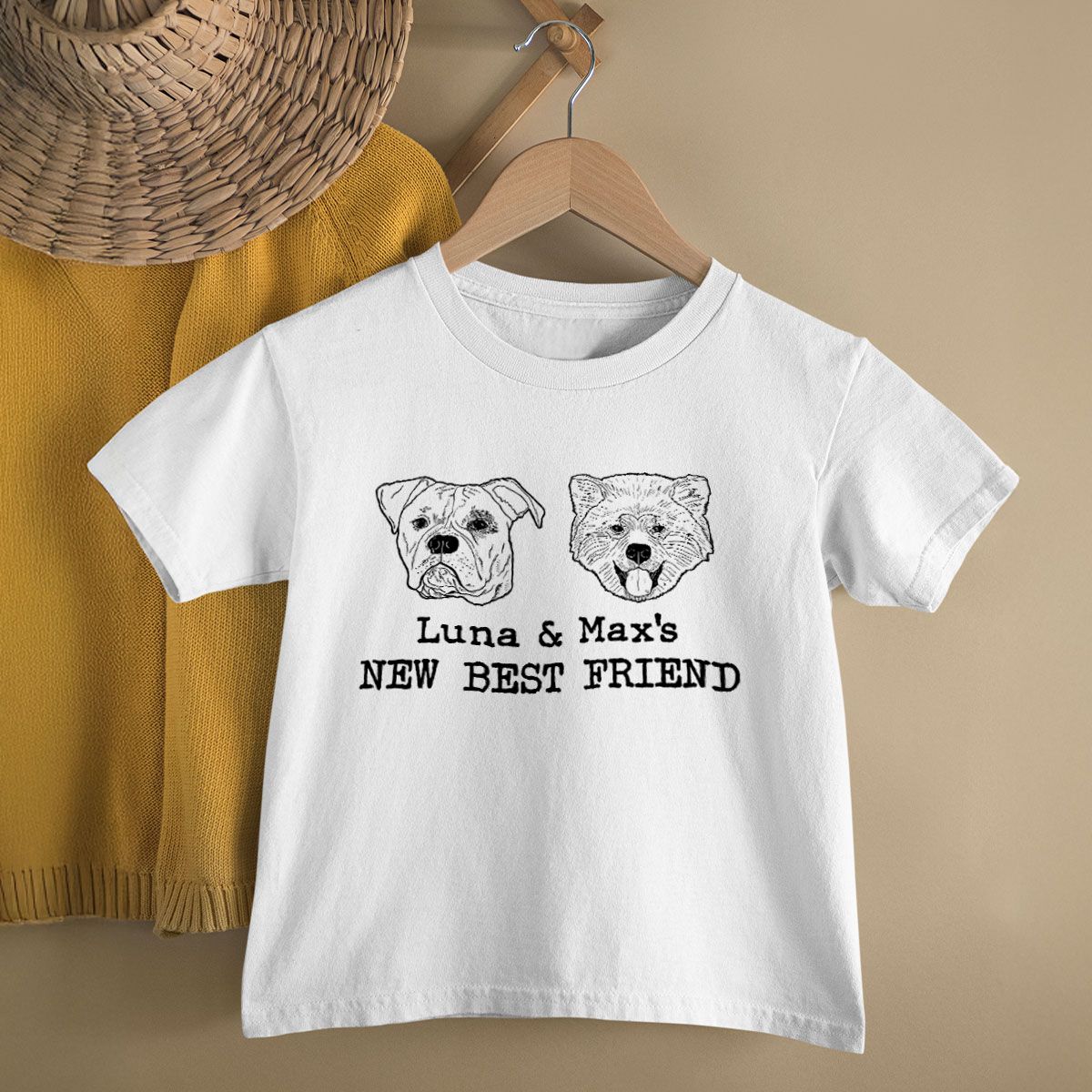 New Best Friends Dog Cat Outline Baby Shower Gift, Newborn Baby Gift Personalized Baby Onesie Baby Shirt