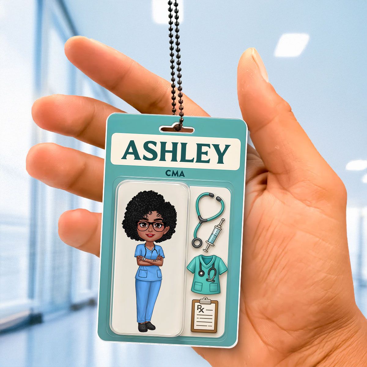 Nurse Custom Figure Cute Doll Nurse Personalized Acrylic Car Hanger