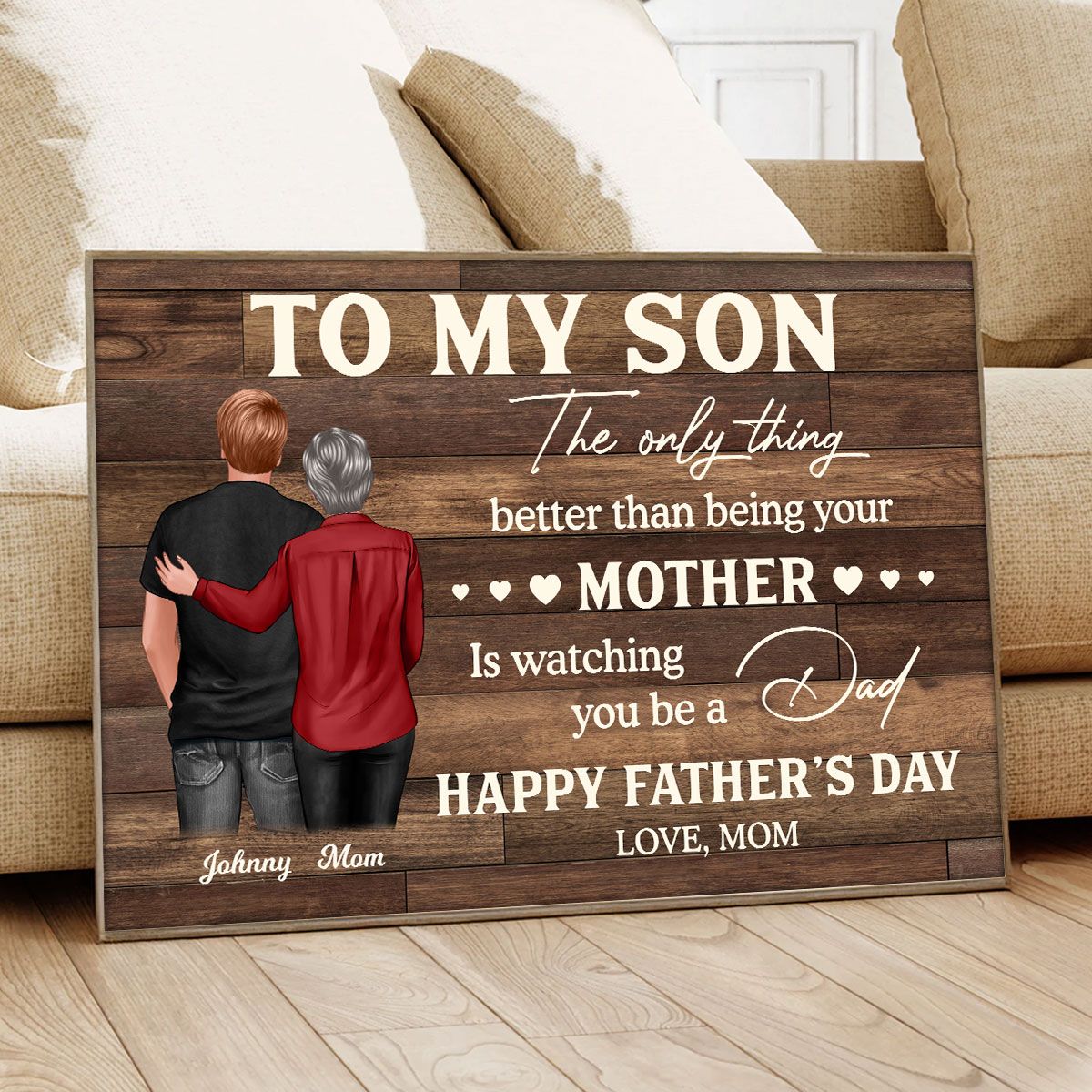 To My Son Happy Father's Day Personalized Canvas, Heartfelt 2025 Father's Day Gift For Son