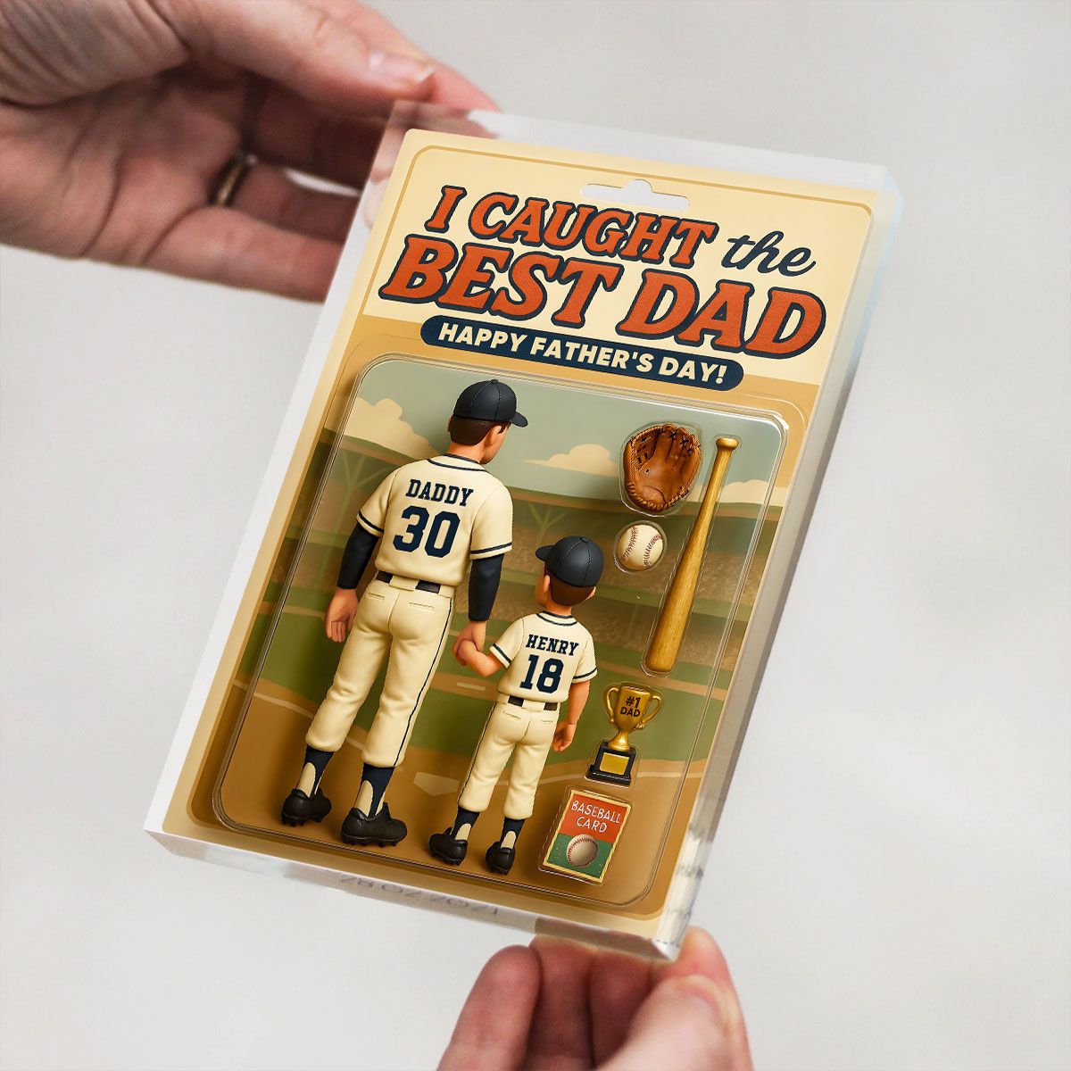 We Caught the Best Dad Baseball Custom Figure Personalized Acrylic Block Plaque, Father's Day Gift for Dad, Gift for Husband