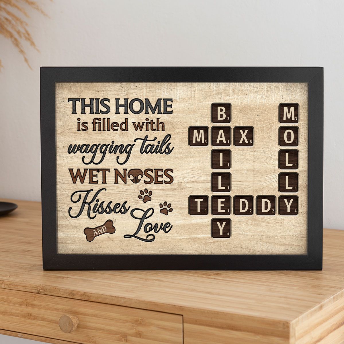 Pet Lover Home Decor Home With Paw Prints Crossword Puzzle Art Personalized Canvas