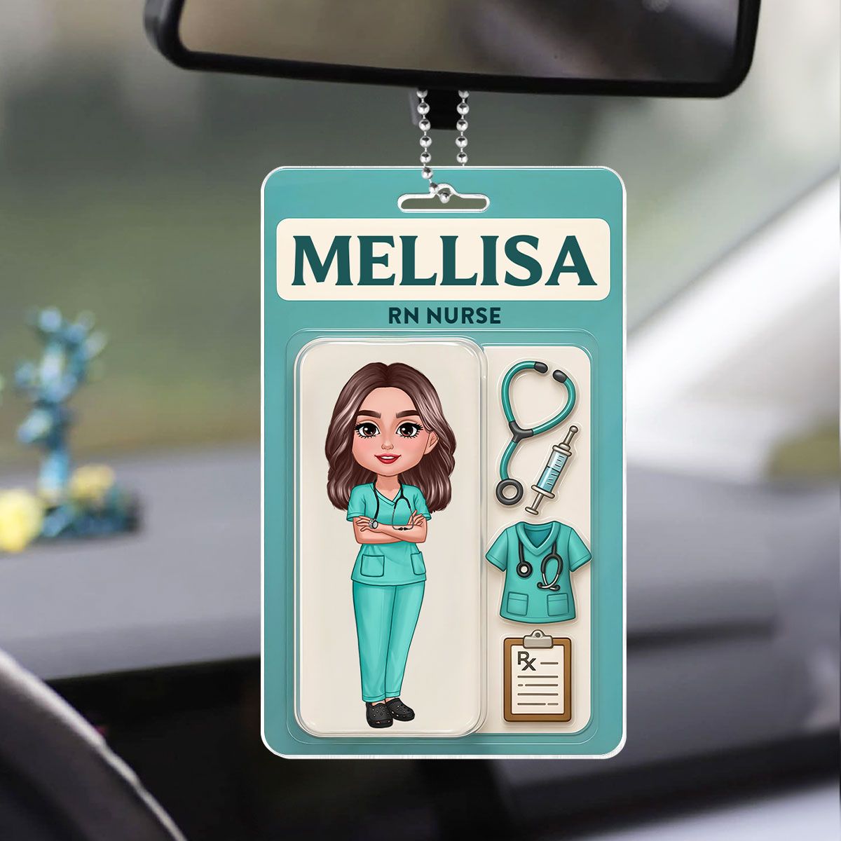 Nurse Custom Figure Cute Doll Nurse Personalized Acrylic Car Hanger