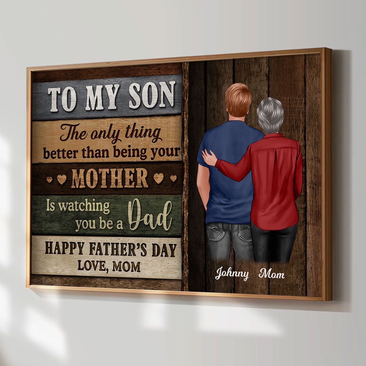 Colored Wood Pallets To My Son Happy Father's Day Personalized Canvas, Heartfelt Father's Day Gift For Son