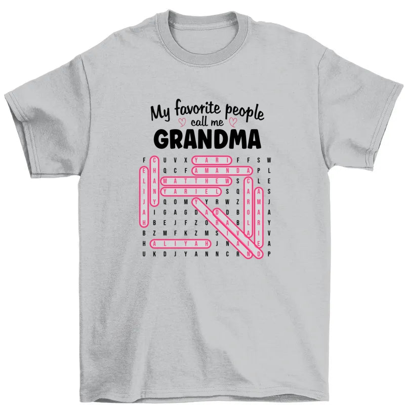 Grandma's Favorite People Word Search Puzzle - Personalized Shirt - Mother's Day Gift For Grandma Mom