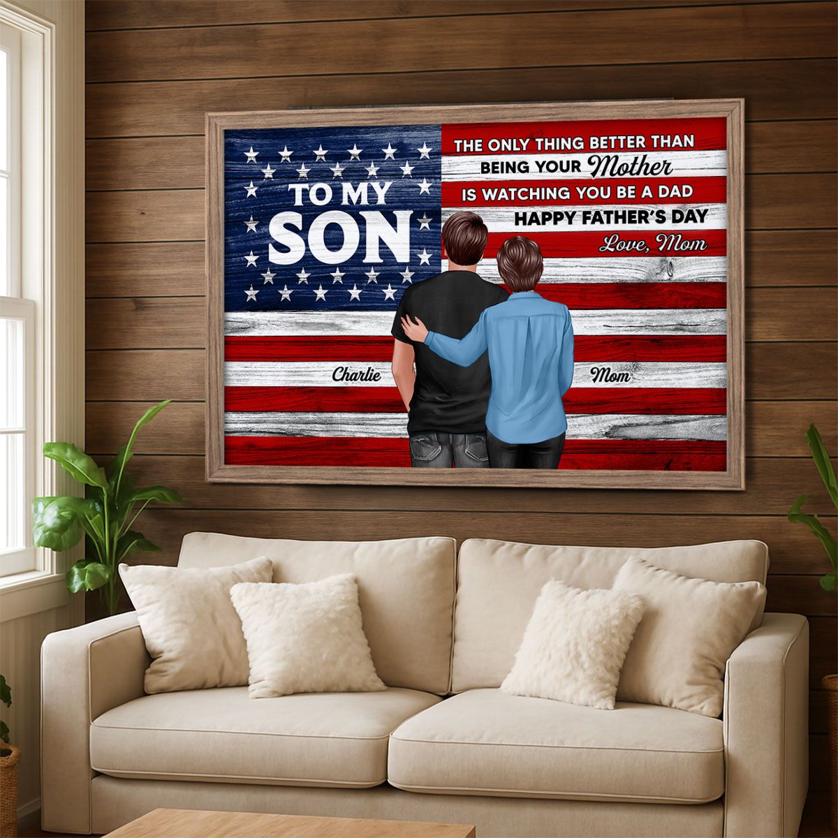 Nation Flag To My Son Happy Father's Day Personalized Canvas, Heartfelt Father's Day Gift For Son