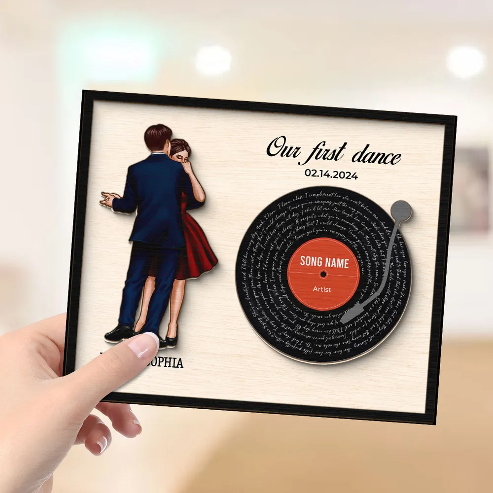 Couple Dancing Song Lyrics Personalized 2-Layered Wooden Plaque, Heartfelt Soul Connecting Personalized Gift For Couple, For Him, For Her