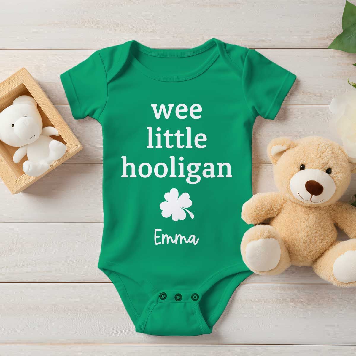 Wee Little Hooligan Custom Baby Name St. Patrick's Day Personalized Baby Onesie