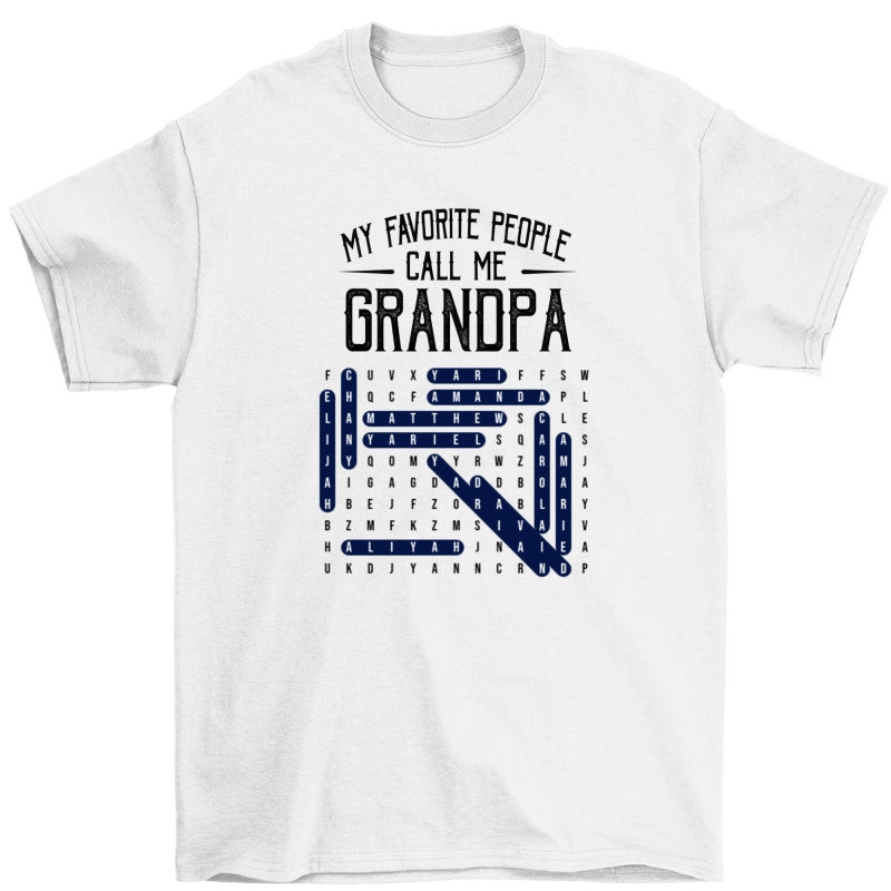 Grandpa's Favorite People Word Search Puzzle - Personalized Shirt - Gift For Grandpa, Dad