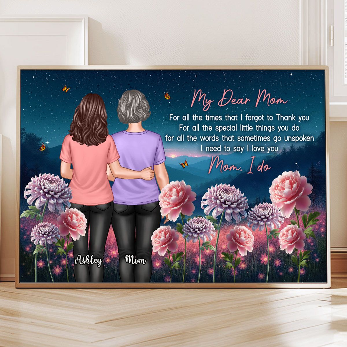 Mom Thank You Gift, Mother's Day Gift From Daughter Birth Flower Personalized Canvas