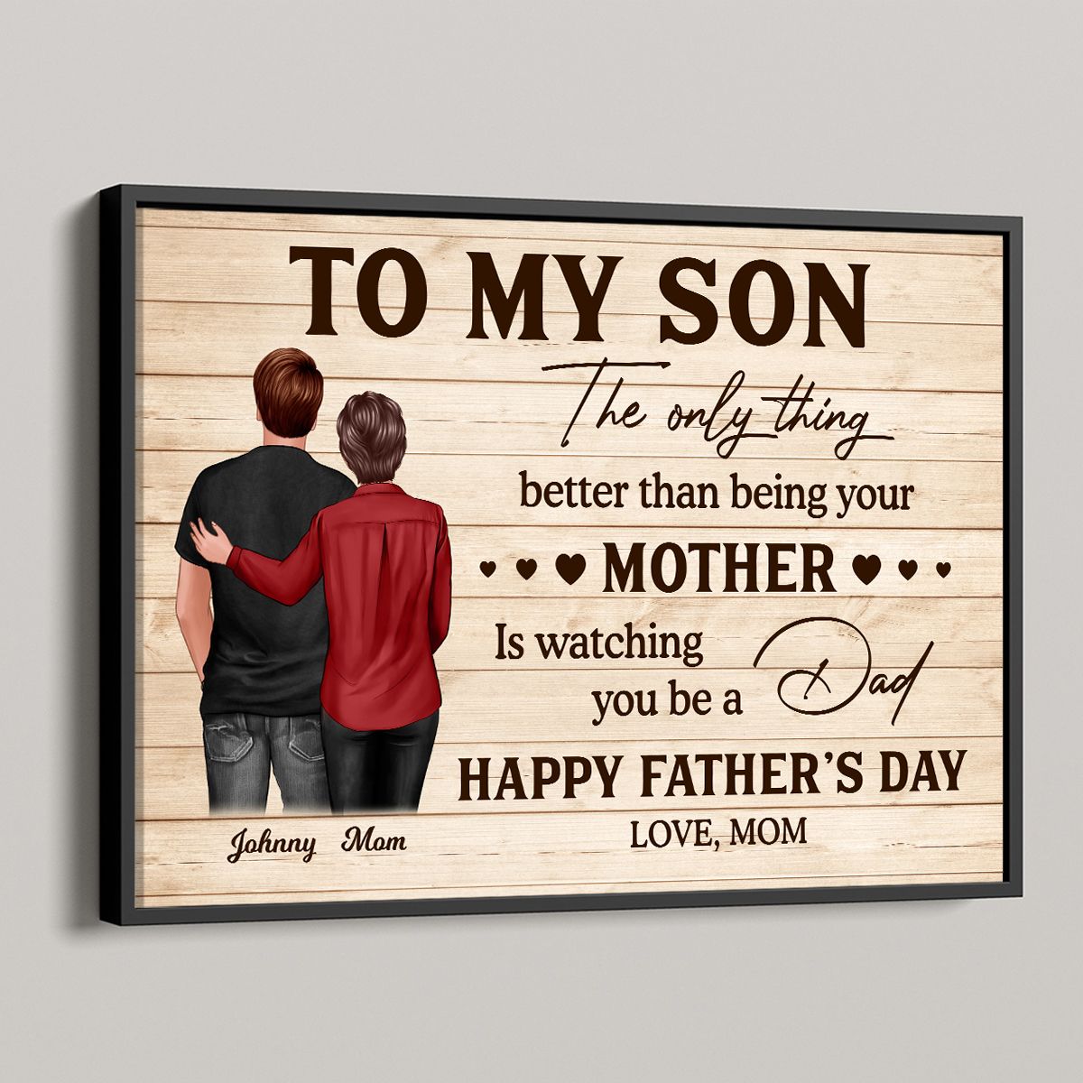 To My Son Happy Father's Day Personalized Canvas, Heartfelt 2025 Father's Day Gift For Son