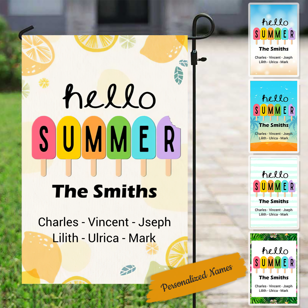 Hello Summer Personalized Garden Flag