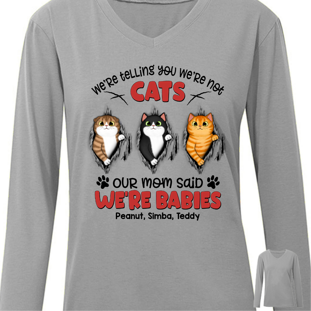 Fluffy Cat Tearing I‘m A Baby Personalized Long Sleeve Shirt