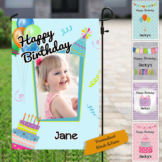 Happy Birthday Flag Personalized, Girls Happy Birthday Yard Flag
