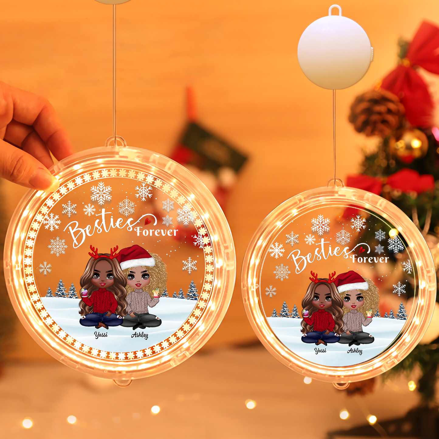 Doll Besties Christmas Checkered Pants Personalized LED Acrylic Ornament