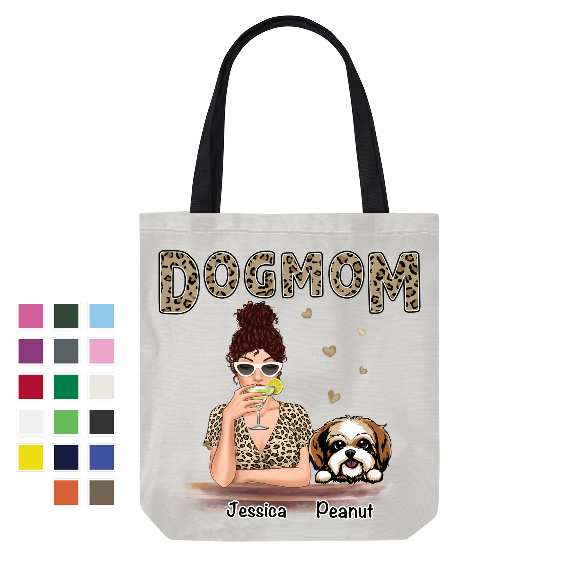 Leopard Dog Mom Personalized Canvas Bag