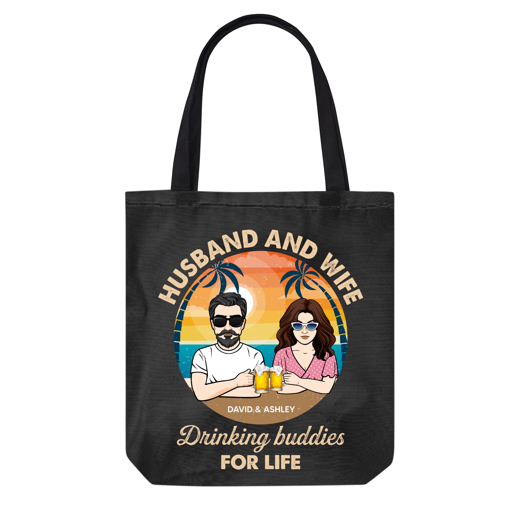 Husband Wife Drinking Buddies Personalized Canvas Bag